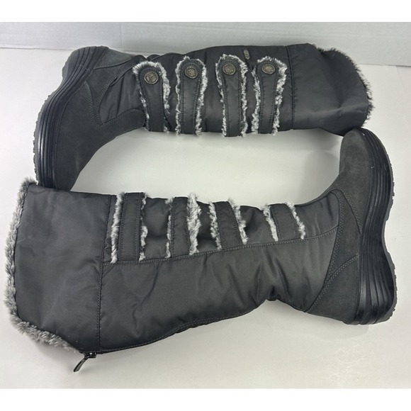 Pajar Women's Knee High Faux Fur Trim Boots Winter Snow Button Grey Size 39 US 8 - Picture 5 of 12